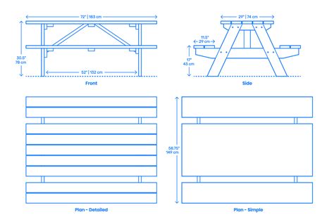 Picnic Table Rectangular Dimensions And Drawings Dimensionsguide