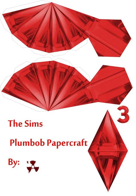 The Sims Red Angry Plumbob Papercraft Template Designed By Killero