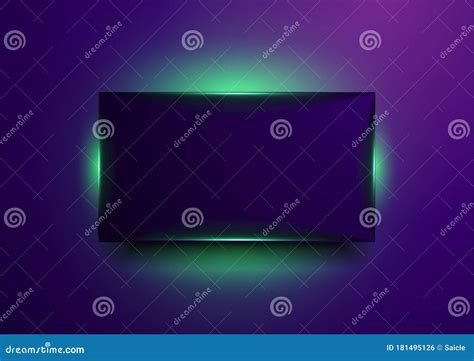 Violet Glowing Frame With Green Fluorescent Neon Light Abstract