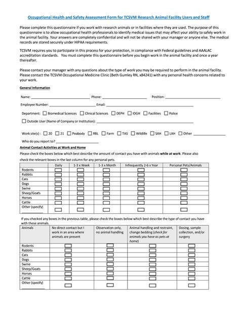 Occupational Health Assessment 2018 2024 Form Fill Out And Sign