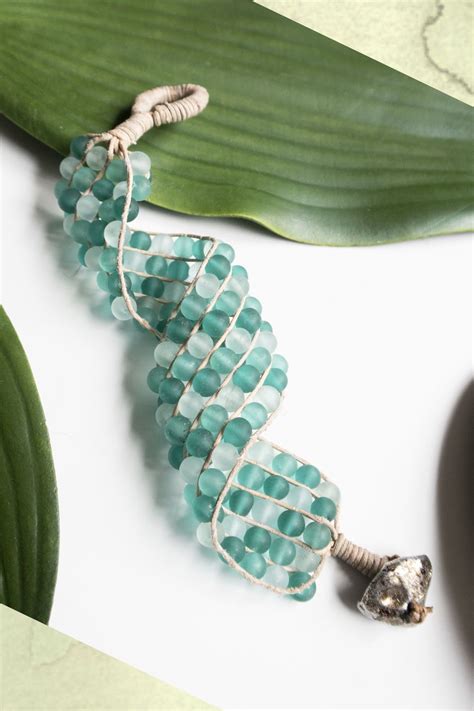 Handmade Beaded Bracelet With Sea Glass Beads Seaglass Handmadebracelet Beadedbracelet
