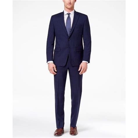 Lauren Ralph Lauren Mens Classic Fit Ultraflex Navy Double Windowpane