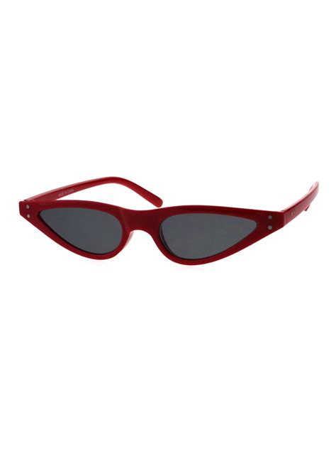 Sa106 Womens 80s Retro Vintage Goth Narrow Rectangular Cateye Sunglasses Red Black Walmart