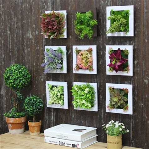 Home and garden party wall decor. 3D Artificial Plant Simulation Flower Frame Wall Decor Home Garden Wall Hanging Flower ...