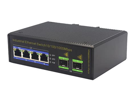 Din Rail Mount 1000m Industrial Grade Poe Ethernet Switch With 2 Sfp