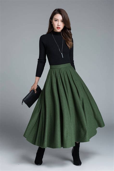 Vintage Inspired Wool Skirt Circle Skirt Long Wool Skirt 1950s Skirt