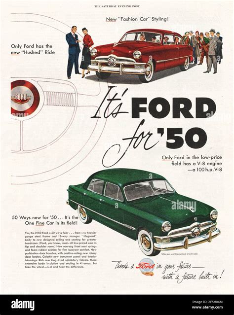 1950 Us Magazine Ford Car Company Advert Stock Photo Alamy