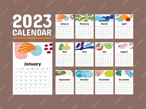 Premium Vector New Year 2023 Calendar Planner Template Abstract