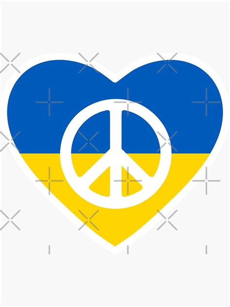 Pegatina Paz Para Ucrania Signo De La Paz Con La Bandera De Ucrania
