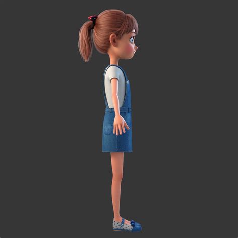 3d Model Of Cartoon Girl Rigged Girl Cartoon Model Cartoon
