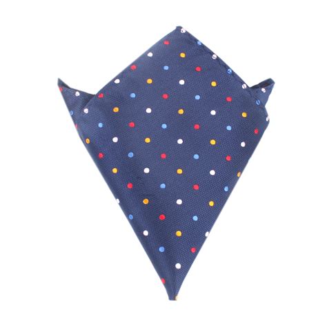 Navy Blue With Confetti Polka Dots Pocket Square Mens Handkerchief