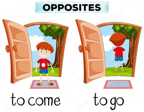 Opposite words for come and go — Stock Vector © blueringmedia #141146320