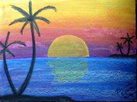 Oil Pastel Drawing Sunset Scenery Painting Easy Goimages Top