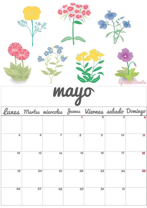 Imprimible Calendario Mayo 2014 Niña Bonita