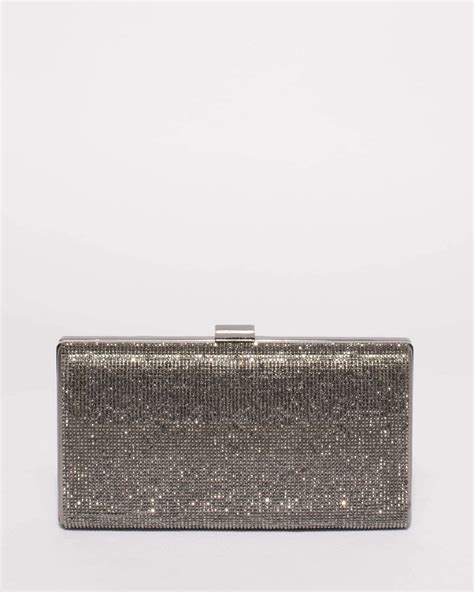 Pewter Margot Diamante Hardcase Clutch Bag Colette By Colette Hayman