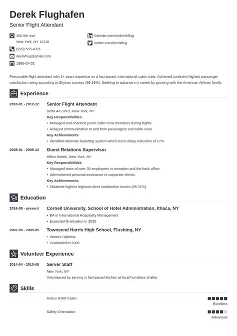 Flight Attendant Resume Sample Also With No Experience