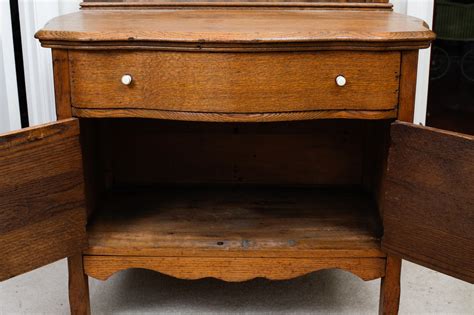 Antique Oak Wash Stand With Mirror Ebth