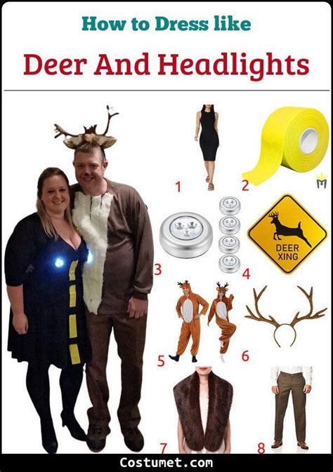 A Man And Woman Standing Next To Each Other With Deer Head Lights On Their Heads