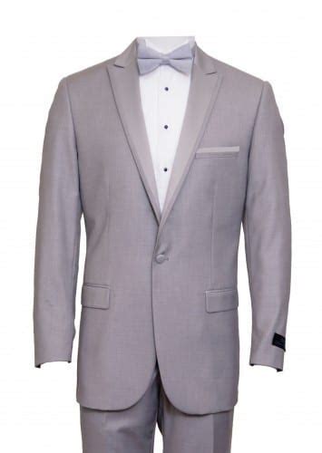 Tuxedo Light Grey High Fashion Framed Peak Lapel Satin Prom