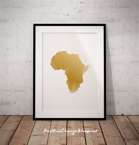Africa Continent Map Africa Wall Art Gold Geometric Decor Etsy