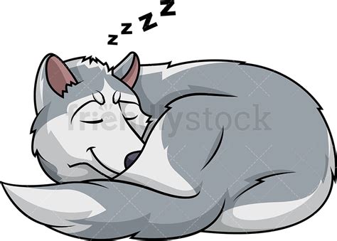 Sleeping Wolf Cartoon Clipart Vector Friendlystock