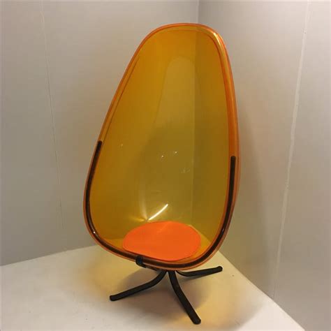 60s 70s Orange Acrylic Egg Chair With Black Base Chairish