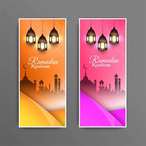 Free Vector Ramadan Kareem Decorative Beautiful Banners Set