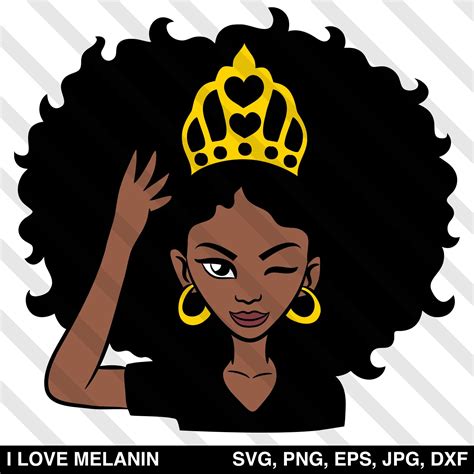 Dxf Eps Htv Melanin Princess Black Queen With Crown Svg Cricut