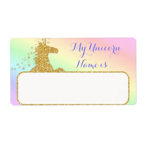 My Unicorn Name Is Label Rainbow And Gold