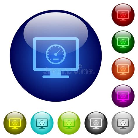 Computer Benchmark Color Glass Buttons Stock Vector Illustration Of