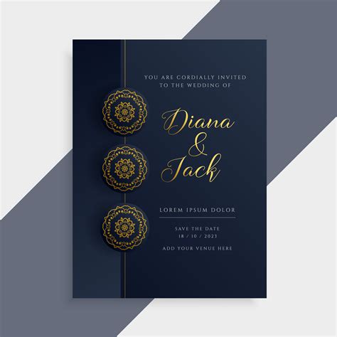 Luxury Wedding Invitation Card Design In Dark And Gold Color Download