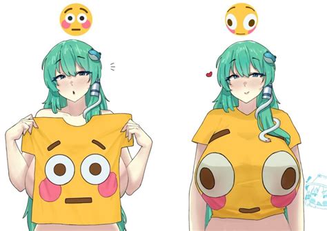 Omikami Kochiya Sanae Moriya Suwako Touhou Commentary 2girls Breasts Emoji Flushed