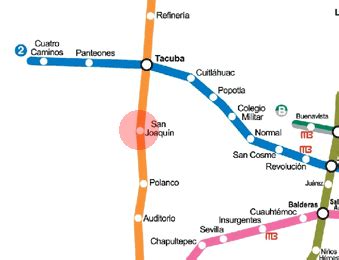 Its logo represents the silhouette of one of the bridges of the radial viaducto río san joaquín. San Joaquin station map - Mexico City Metro