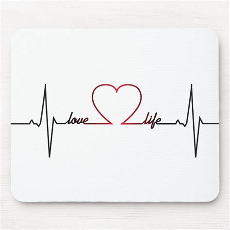 Heart Beat With Love Life Inspirational Quote Mouse Pad In