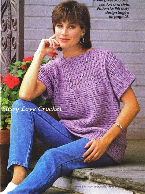 Crochet Sweater Top Pattern Purple Sweater Womens Pullover Etsy