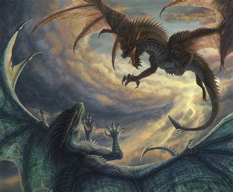 Dragons Fighting In Sky Awesome Computer Wallpapers Back Wallpapers
