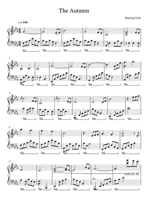 Dancing Line The Autumn Sheet Music For Piano Solo