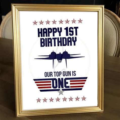 Printable Top Gun 1st Birthday Party Pack Print Top Gun First Etsy