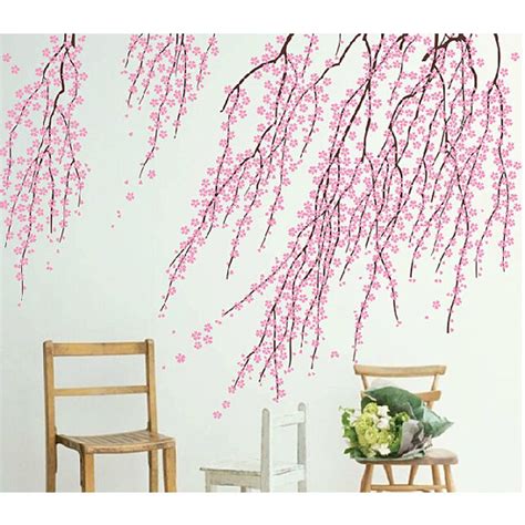 cherry blossom wall decals pink flower wall sticker blossom tree branch mural flower wall