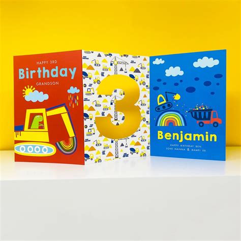 Personalised Digger Birthday Card Kids Birthday Cards