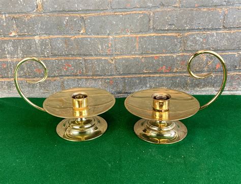 Pair Baldwin Brass Chamber Candle Holders Solid Brass Candlesticks