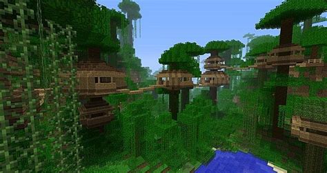 Tree Village Jungle Minecraft Map Minecraft Treehouses Minecraft Projects Minecraft Farm