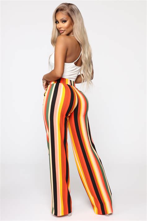 Earned My Stripes Flare Pants Cognac In 2021 Striped Flare Pants