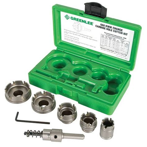 Greenlee 660 Durable Carbide Quick Change Hole Cutter Kit Stainless
