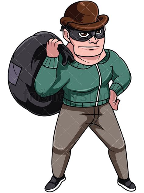 Thief Carrying Loot Cartoon Vector Clipart Friendlystock