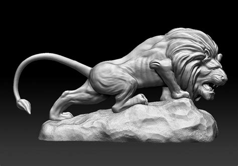 3d Model 3d Models Lion Statue Vr Ar Low Poly Cgtrader