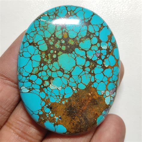 125 Carat Turquoise Cabochon Oval Shape 56x45x6 Mm Natural Etsy