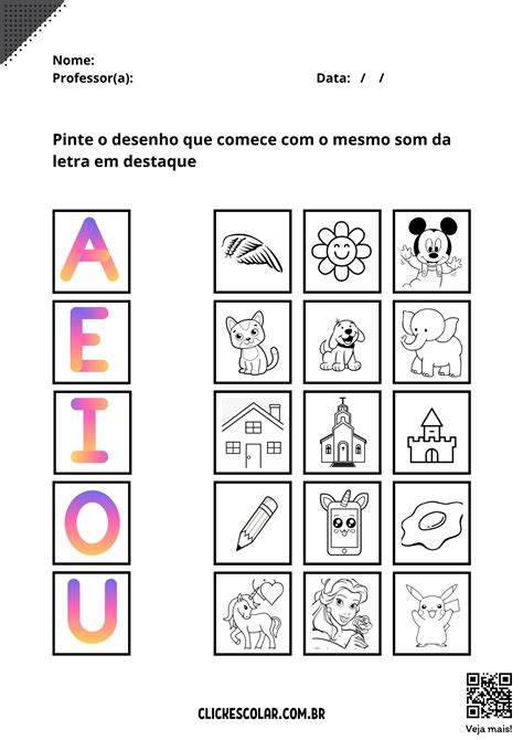 Atividade com Alfabeto para Educação infantil Click Escolar