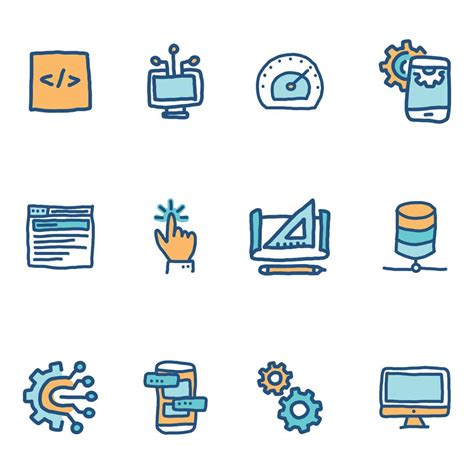 Blue Doodled Icons About Software Engineers 180312 Vector Art At Vecteezy