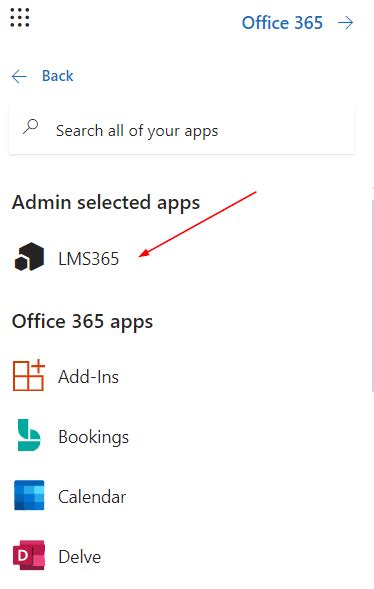 How To Add The Lms365 App To The Microsoft 365 App Launcher Help Center